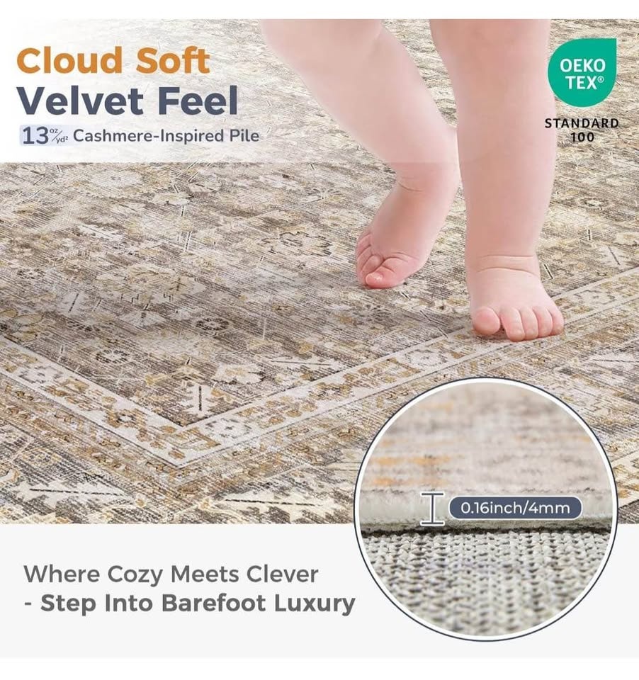 Brand New 10x14 Vintage Beige Washable Area Rug - photo 3