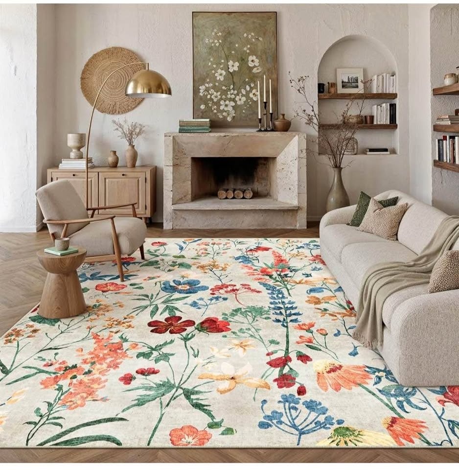 NEW 8’x10’ Beige Farmhouse Rug - Ultra Soft & Washable non slip
