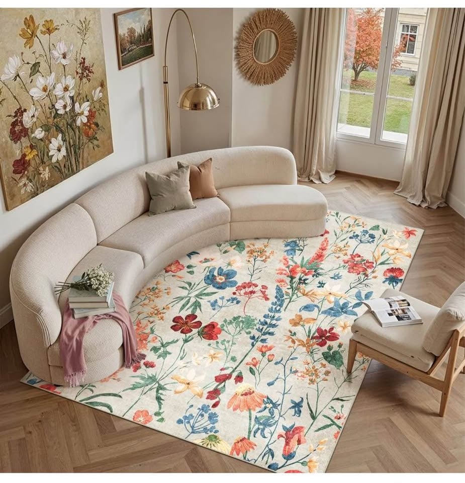 NEW 8’x10’ Beige Farmhouse Rug - Ultra Soft & Washable non slip - photo 4