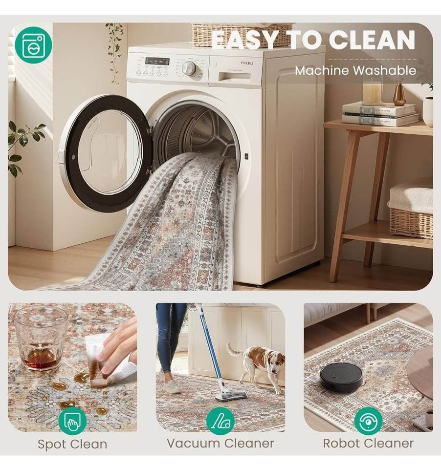 8x10 Orange Vintage Area Rug - Brand New Washable & Non-Slip - photo 4