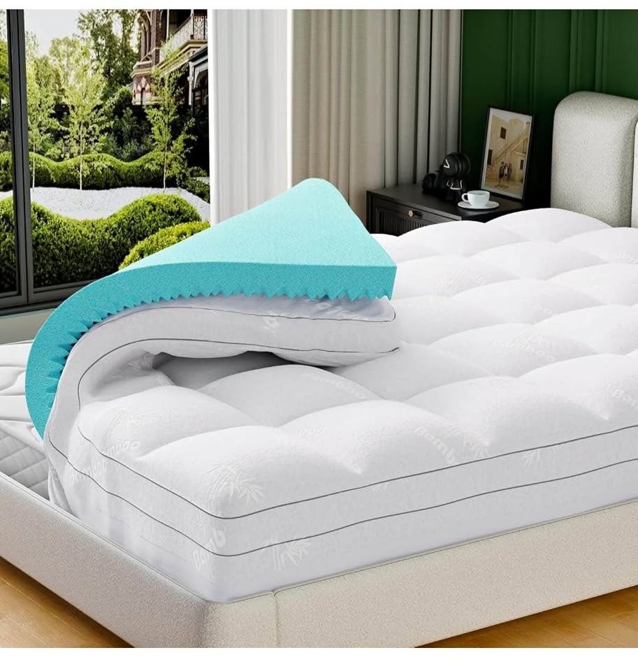King Size 4-Inch Gel Memory Foam Topper + Bamboo Cover