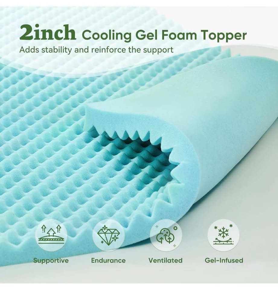 King Size 4-Inch Gel Memory Foam Topper + Bamboo Cover - photo 2