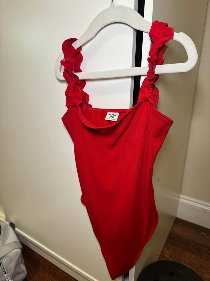 Aritzia Sunday Best Ruffle Strapped Bodysuit