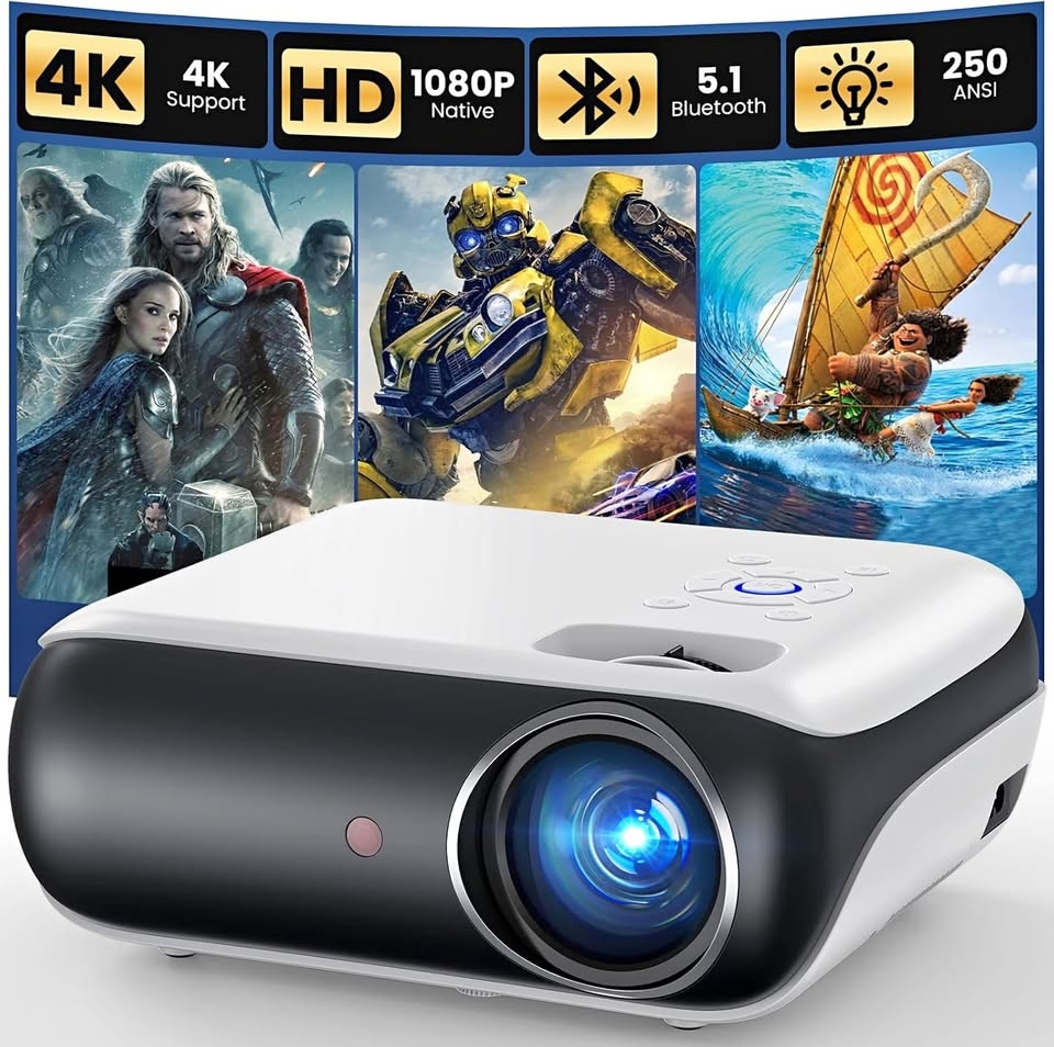 HAPPRUN Native Full HD Portable Outdoor Projector with Speaker