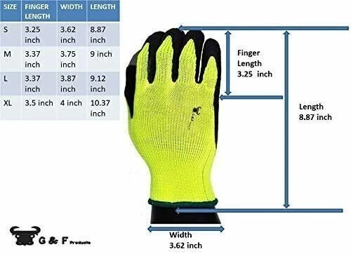 3 Pairs Waterproof Work & Garden Gloves - Large