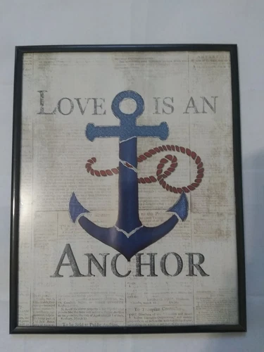 Wall Art Reproduction "Love is an anchor" Black frame 10''x8''