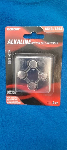 E-Circuit Alkaline AG13/LR44 Button Cell Batteries 4-ct Pack