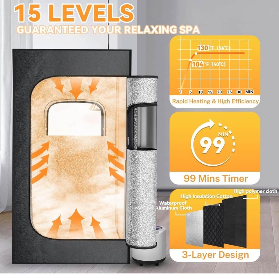 Portable Steam Sauna - Fast Heating Foldable Home Spa w/ Remote - photo 2
