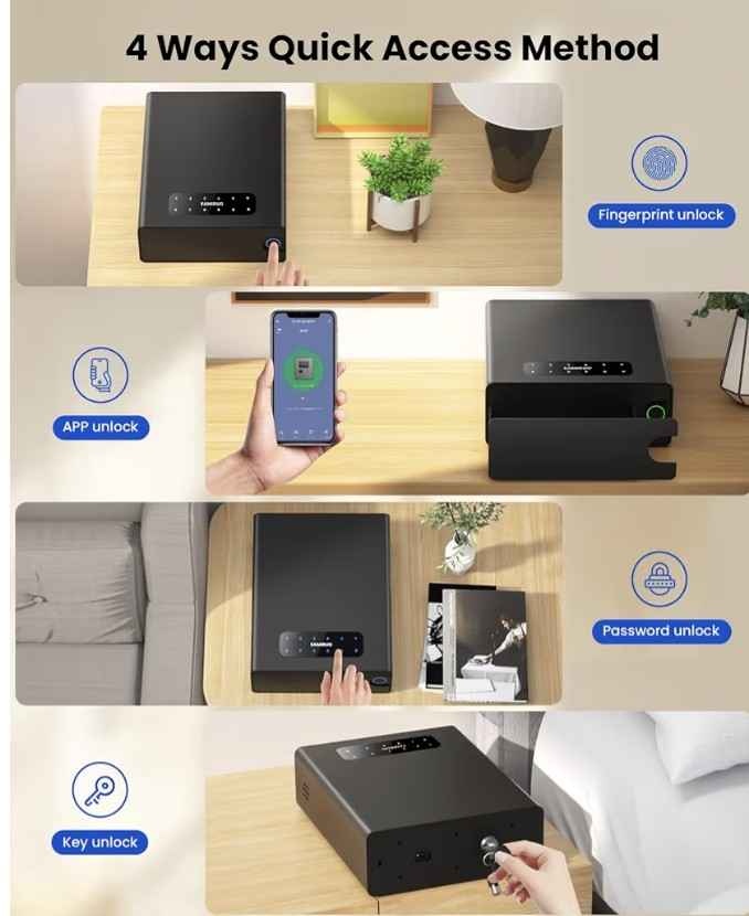 Fingerprint Safe Box, Keypad, Key/App, 0.5s Fast - photo 3