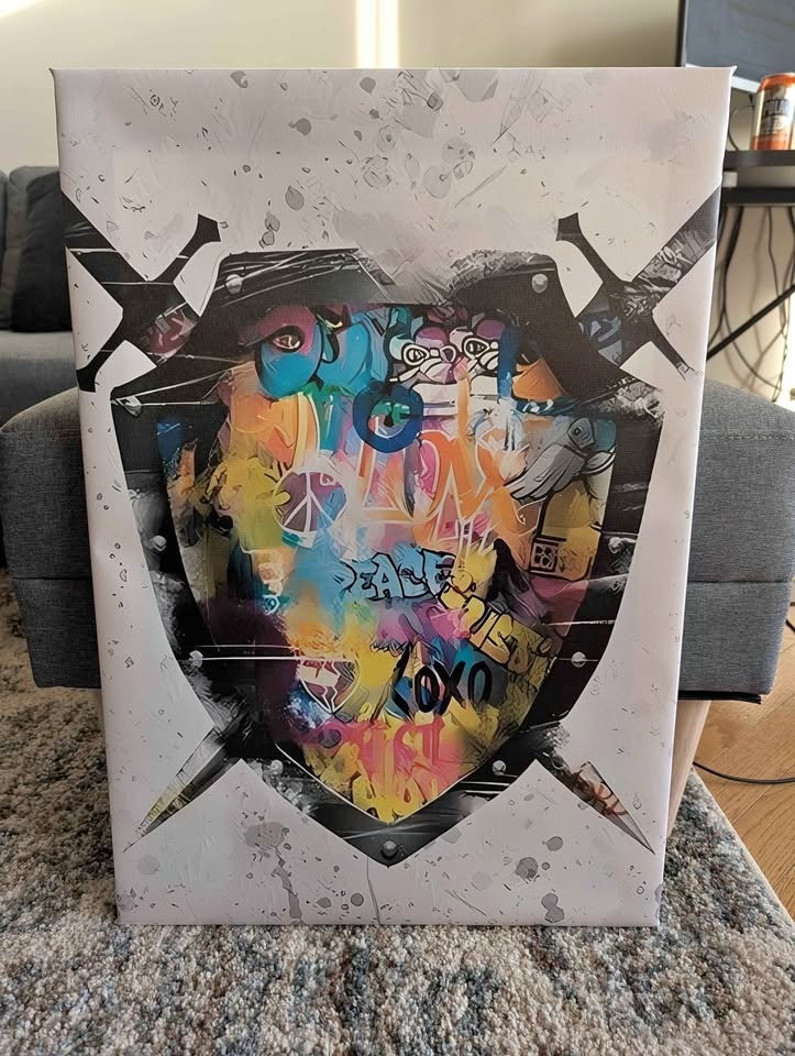 Graffiti Shield Canvas Wall Art 17.5" x 25.5"