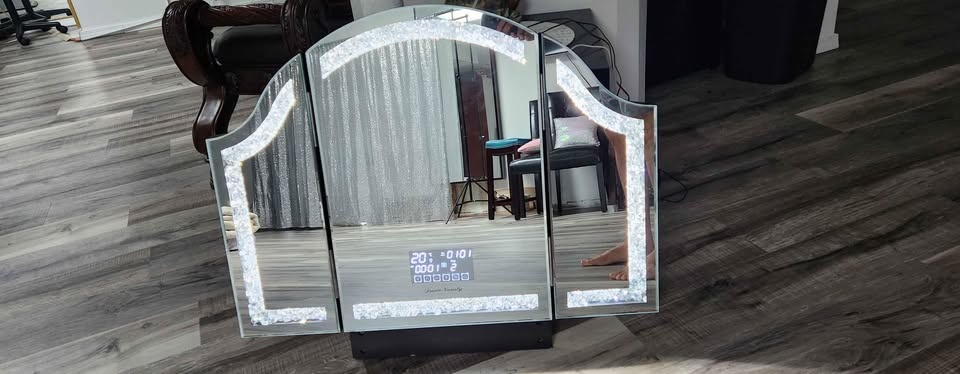 Bluetooth LED Foldable Mirror - 16in, Opens to 32in - photo 3