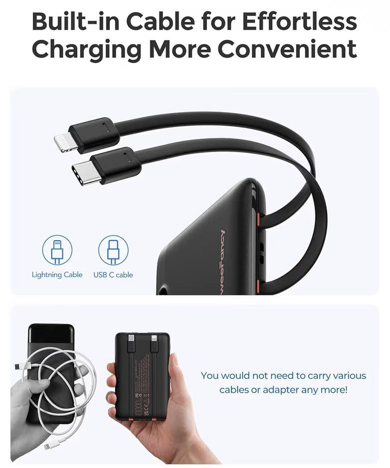 Mini Power Bank with Cable, 10000mAh - photo 5