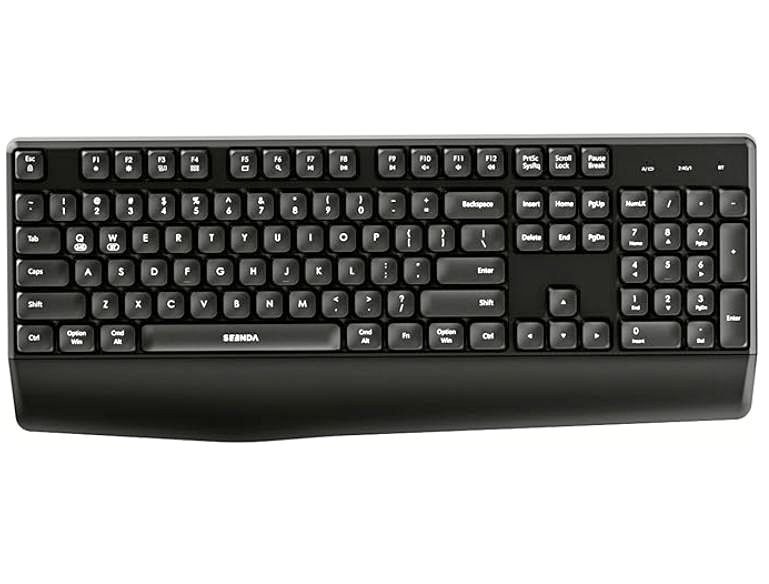 Wireless Ergonomic Keyboard with Wrist Rest - Full Size