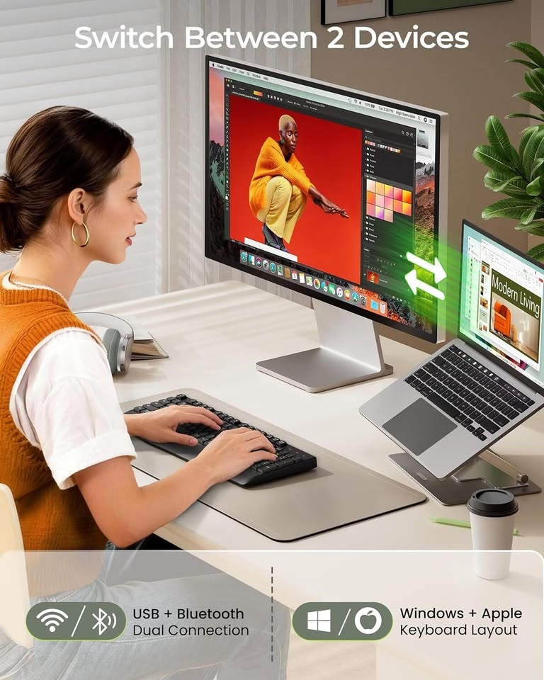 Wireless Ergonomic Keyboard with Wrist Rest - Full Size - photo 2