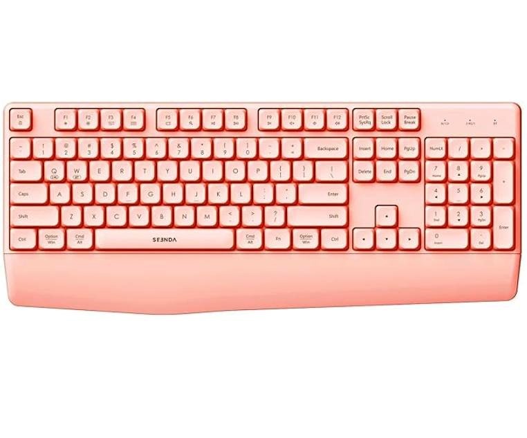 Wireless Ergonomic Keyboard with Wrist Rest - Full Size