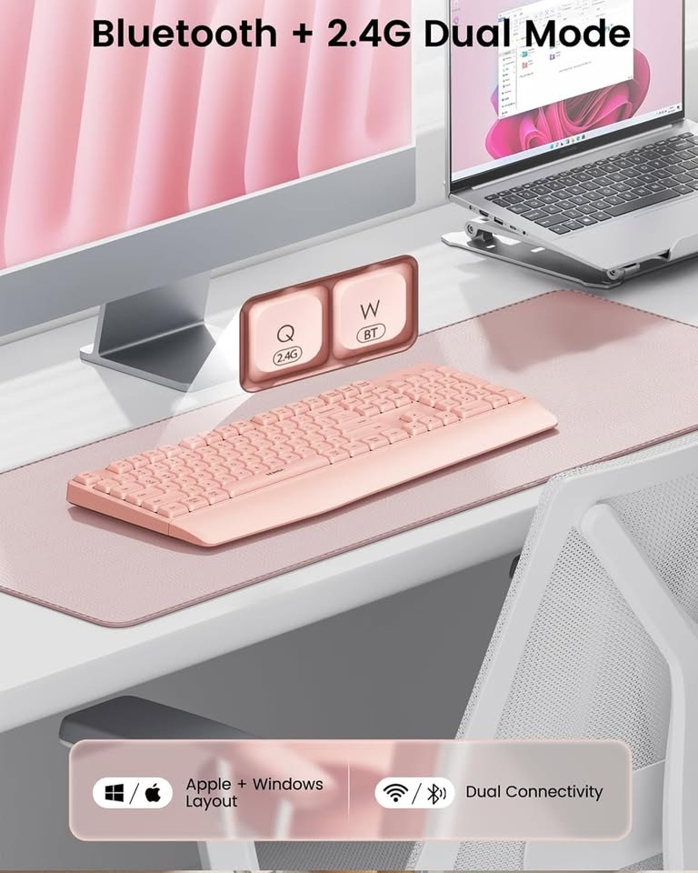 Wireless Ergonomic Keyboard with Wrist Rest - Full Size - photo 2