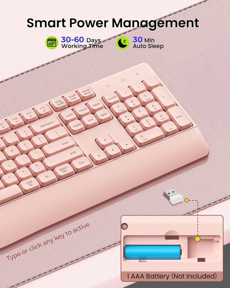 Wireless Ergonomic Keyboard with Wrist Rest - Full Size - photo 3