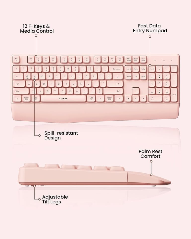 Wireless Ergonomic Keyboard with Wrist Rest - Full Size - photo 5