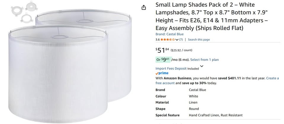 Small White Lamp Shades – Pack of 2 for Table Lamps - photo 2