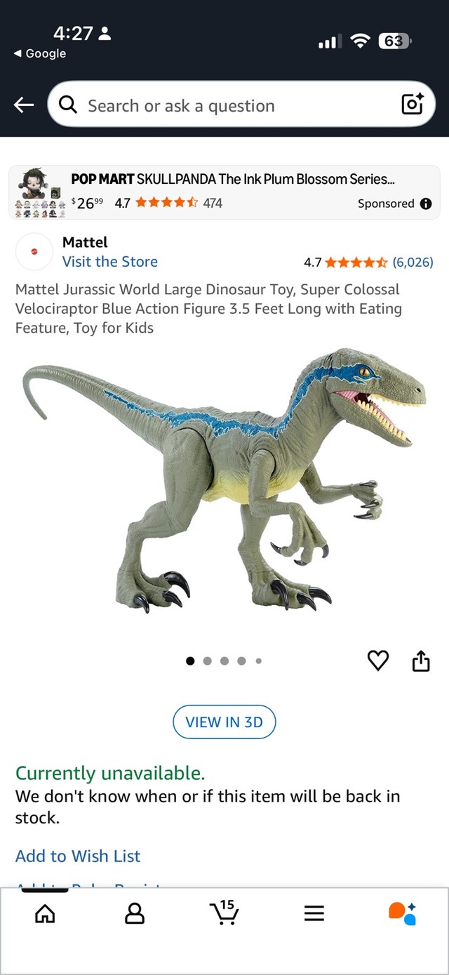 Mattel Velociraptor Blue - photo 2