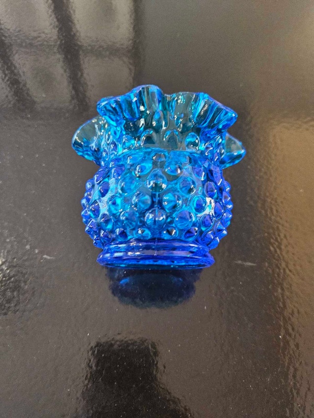 Fenton Blue Ruffled Hobnail Candle Votive/Vase - photo 2