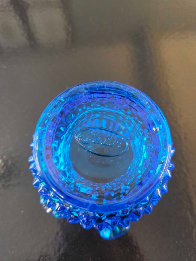 Fenton Blue Ruffled Hobnail Candle Votive/Vase - photo 4