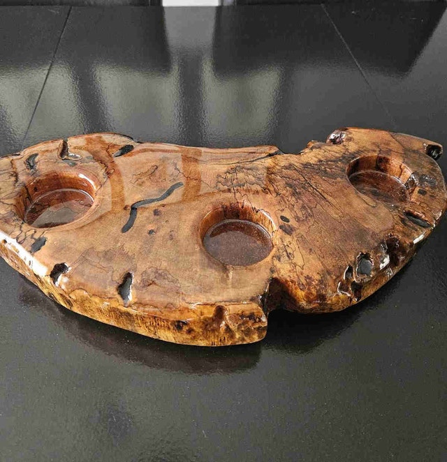 Handmade Burl Wood Candle Centerpiece