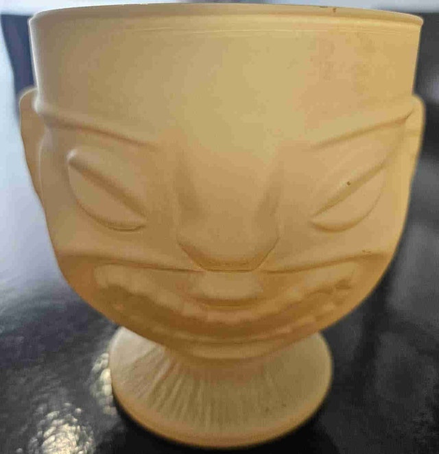 Vintage Two Faced Frosted Tiki Mug