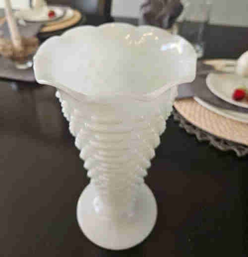 Vintage Anchor Hocking Hobnail Milk Glass Vase