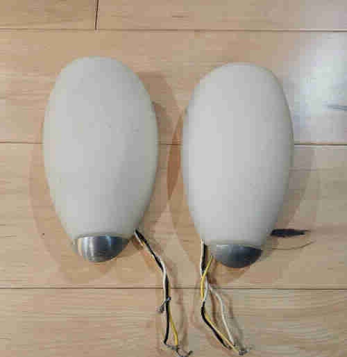 Vintage Wall Sconces - Frosted Glass & Metal Pair