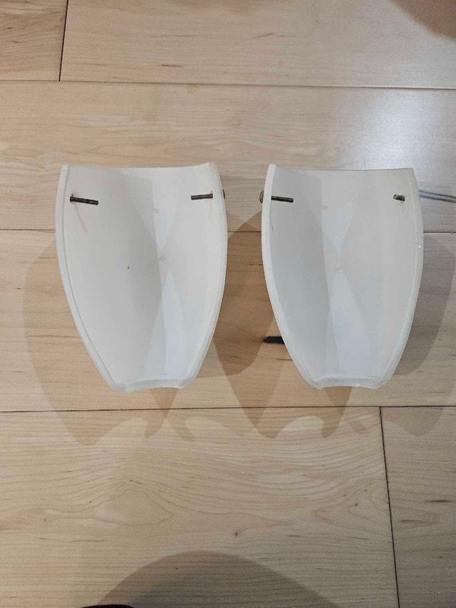 Vintage Wall Sconces - Frosted Glass & Metal Pair - photo 2