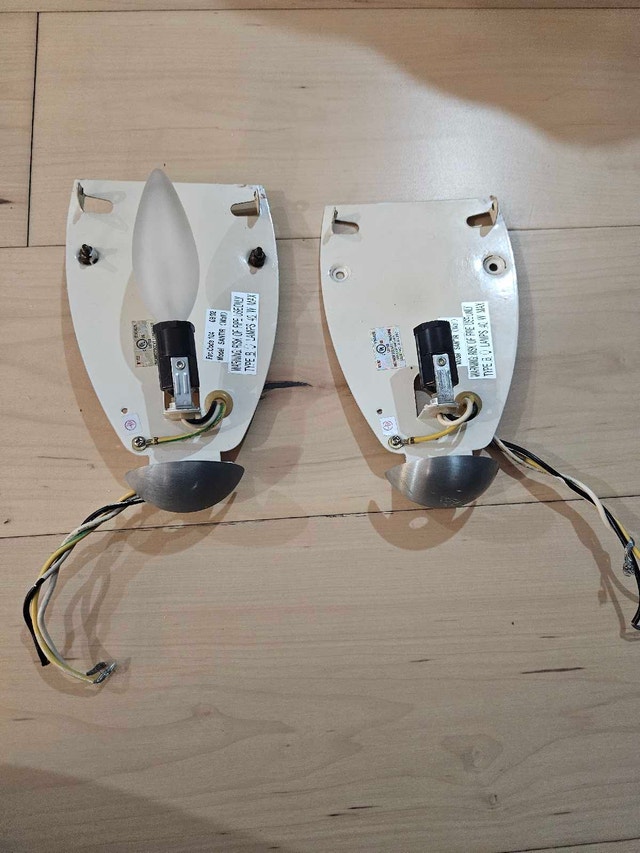 Vintage Wall Sconces - Frosted Glass & Metal Pair - photo 3