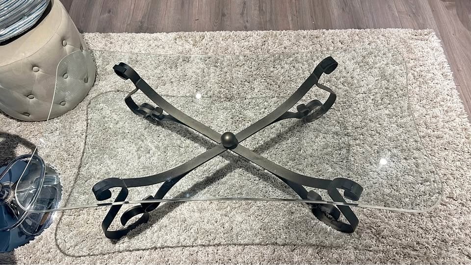 Glass Coffee Table – Elegant Metal Base