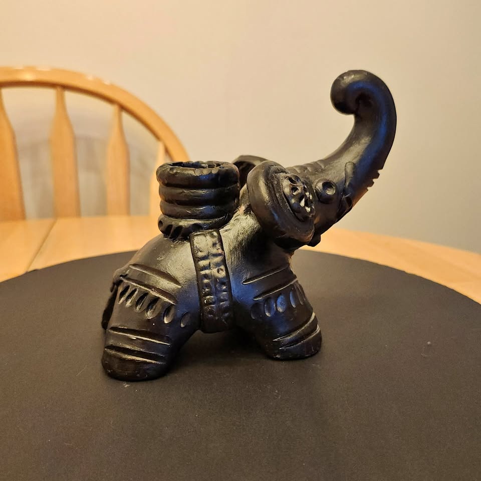 Black Elephant Candle Holder