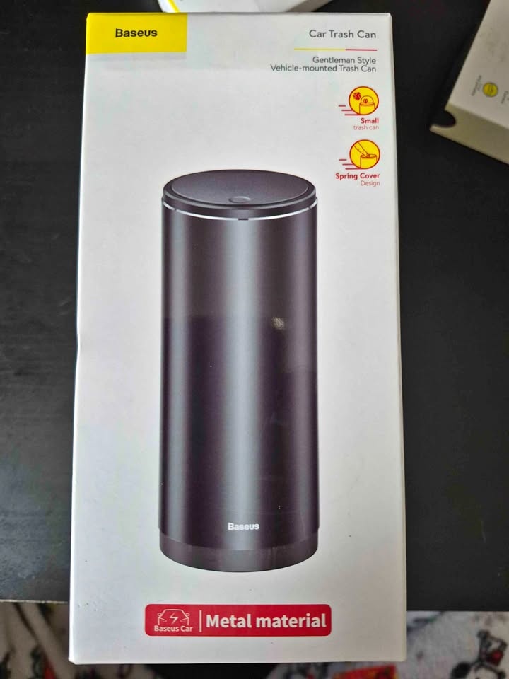 Premium Aluminum Car Trash Can (Fits in Cup Holder) - Sleek Blac
