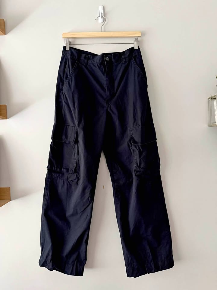 Monki Black Cargo Pants - Size 38 (Medium)