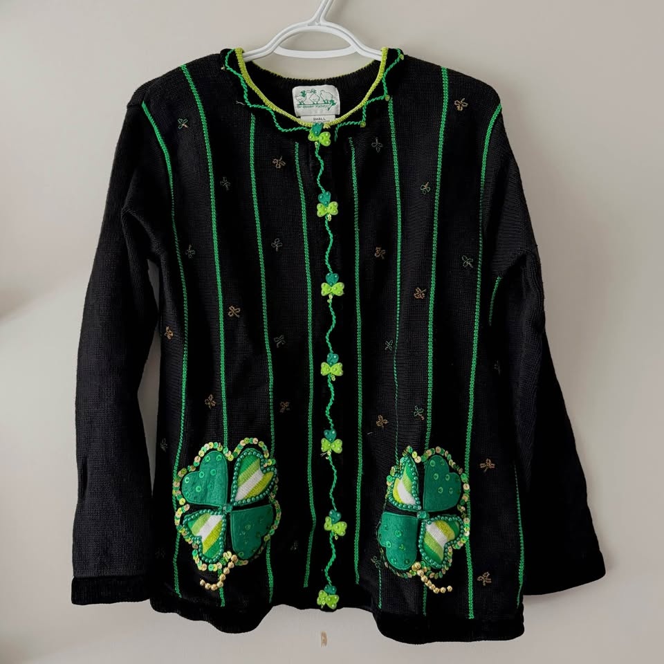 Vintage The Quaker Factory Clover 🍀 St Patrick's Day Sweater - S