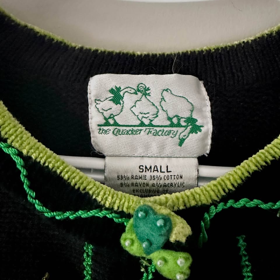 Vintage The Quaker Factory Clover 🍀 St Patrick's Day Sweater - S - photo 2