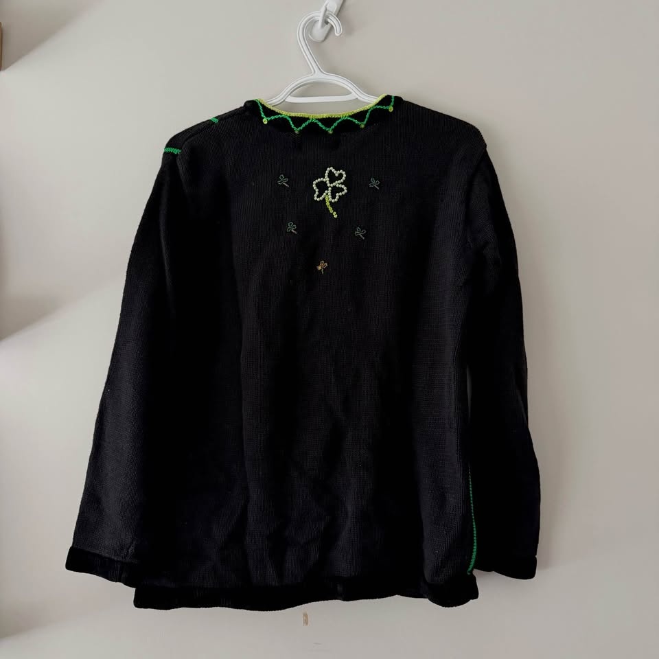 Vintage The Quaker Factory Clover 🍀 St Patrick's Day Sweater - S - photo 3