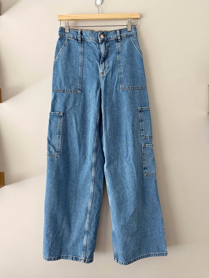100% Cotton Berschka Cargo Jeans - Size Medium (Waist 28)
