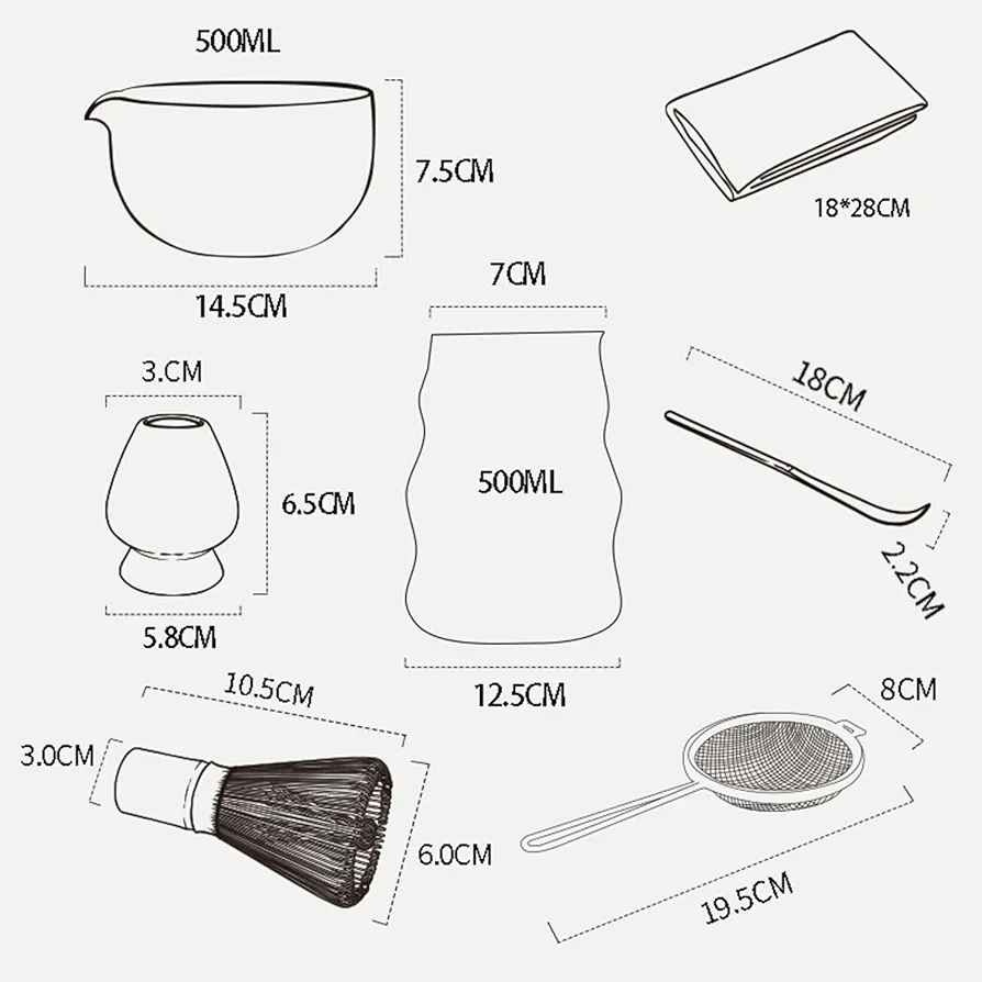 7 Piece Matcha Tea Set with Whisk, Holder, Strainer, Spoon - photo 5