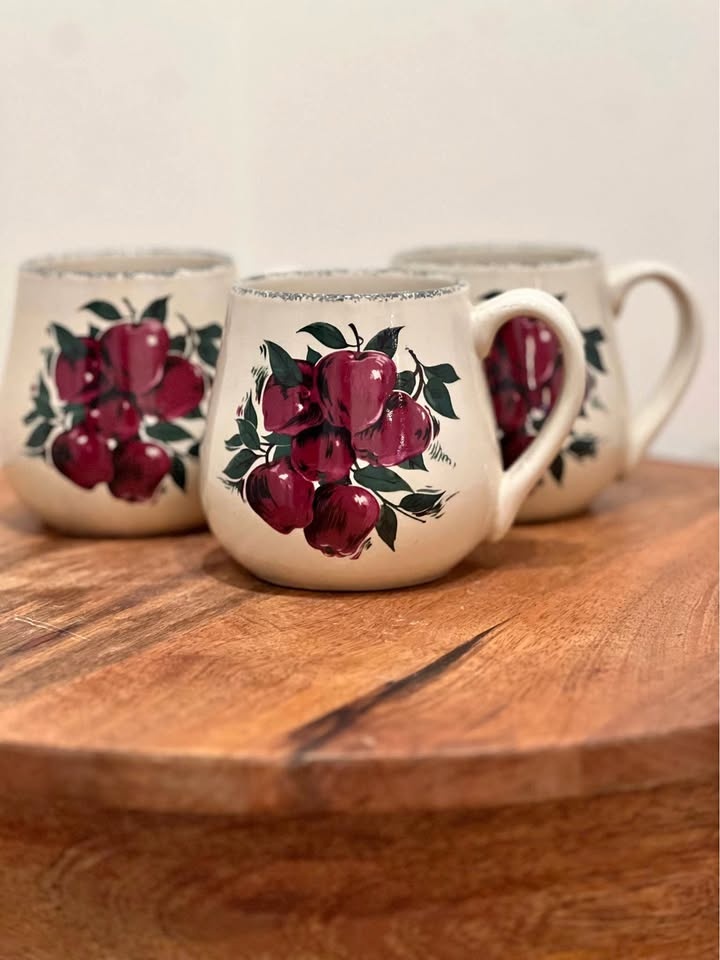 Home & Garden Party "Apple" Stoneware Mugs Set of 3