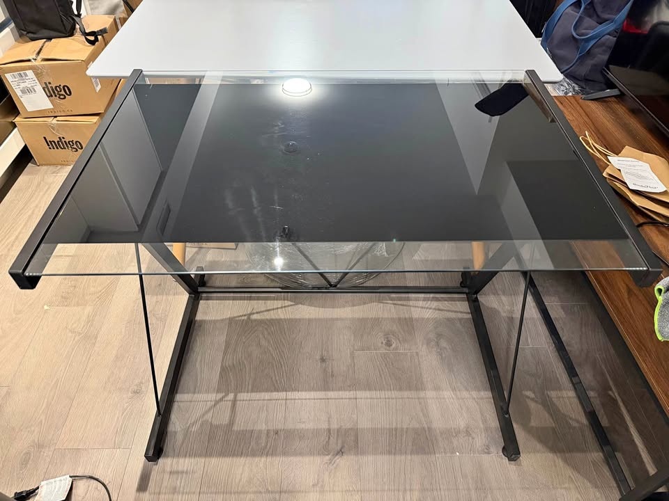 Small Black Glass Desk