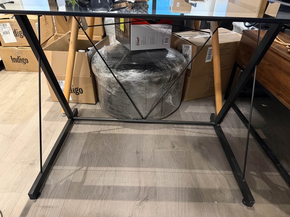 Small Black Glass Desk - photo 2