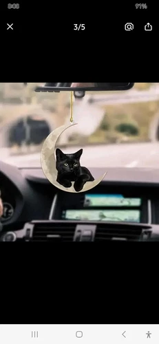 Black Cat Hanging Moon Ornament Decor - photo 5