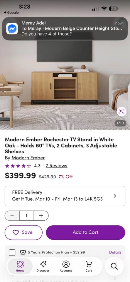Modern White Oak TV Stand / Media Console – Solid Wood — Brand N - photo 2