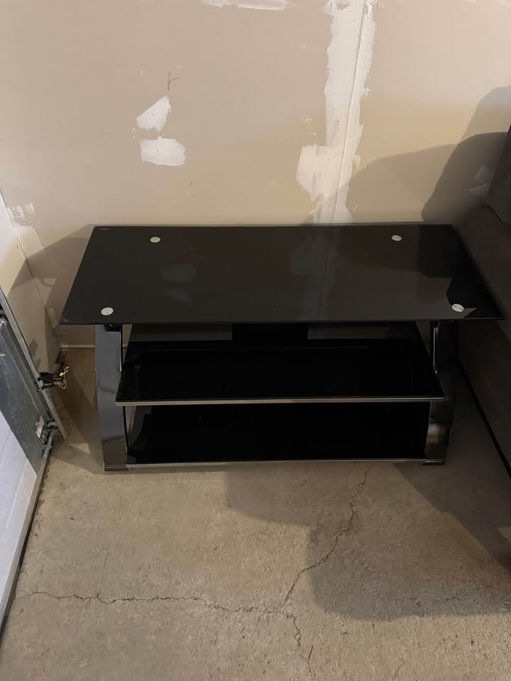 TV stand - 3 levels (black glass)