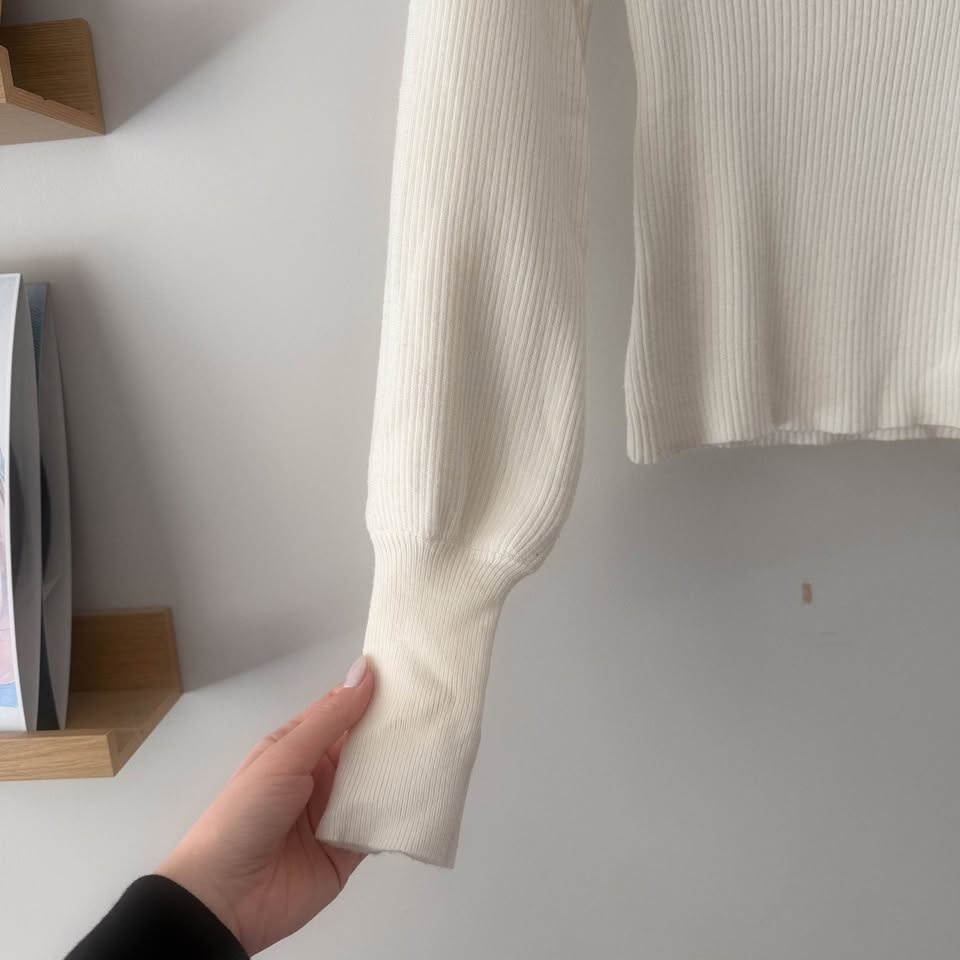 OAK + Fort White Puffy/Balloon Sleeve Sweater Size Small - photo 2