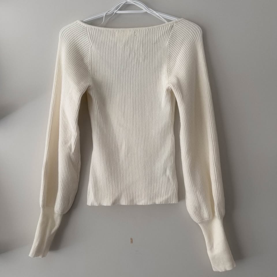 OAK + Fort White Puffy/Balloon Sleeve Sweater Size Small - photo 4