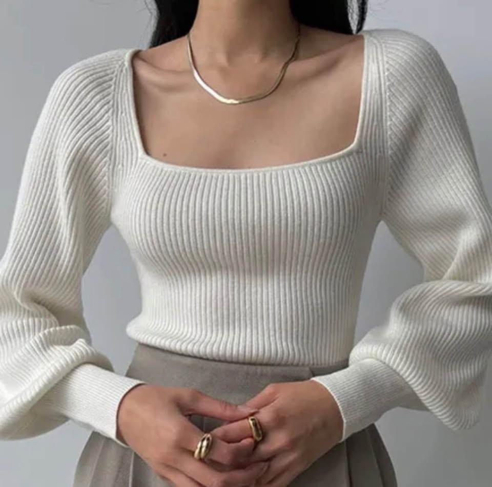 OAK + Fort White Puffy/Balloon Sleeve Sweater Size Small - photo 5